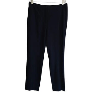 RALPH LAUREN Navy Wool Crepe Wide Leg Satin Side Stripe Tux Pant Trouser